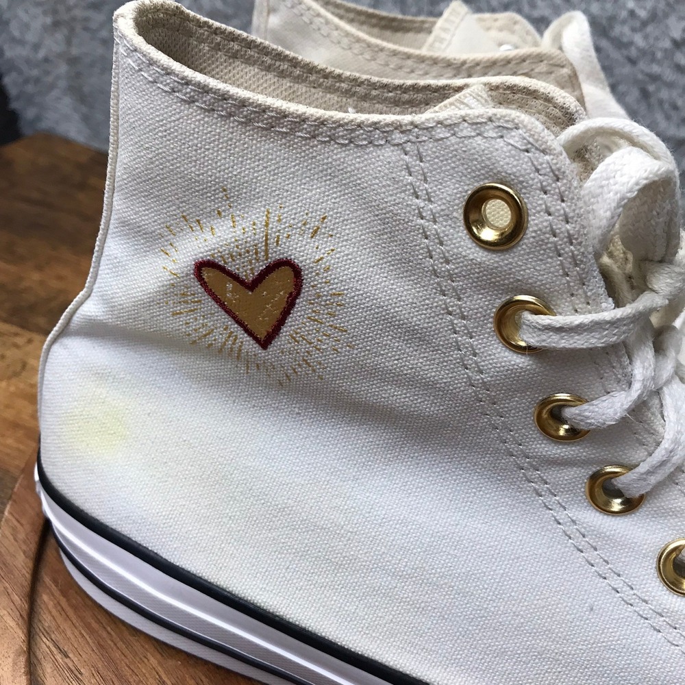 Converse Chuck Taylor All Star High Top Valentines Day Sneakers Women 10 White - Picture 3 of 16